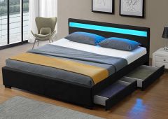 Asteroid Bluetooth Leather Kingsize Bed 5ft - Black