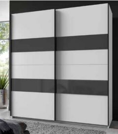 Altona White Glass Sliding Wardrobe 135cm - Grey Sliderobes