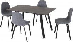 Berlin Dining Set - Black Wood Grain / Black / Dark Grey