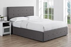 Chanel Fabric Ottoman King Size Bed 5ft - Grey Linen