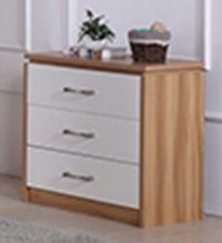 Conrad 3 Drawer Chest - White Gloss / Oak