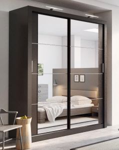 Cuba 2 Door Sliding Wardrobe 1.8m - Black Sliderobes