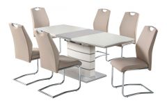 Elena Champagne Extending Dining Set - 6 Chairs