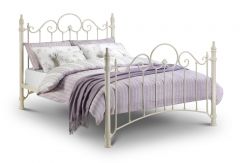 Florence Steel Double Bed 4ft 6in - Stone White