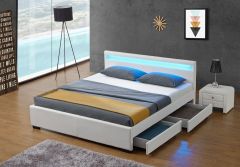 Sunny White LED Drawers Bed - 4ft 6in