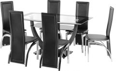 Hanley Dining Set - Black Leather / Clear Glass