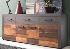 Indy 3 Door 1 Drawer Sideboard - Grey / Old Wood