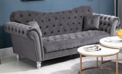 Italian Chesterfield Fabric Suite 3+1+1 - Plush Grey