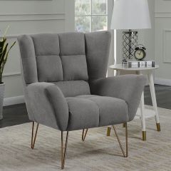 Lacy Fabric Arm Chair - Light Grey