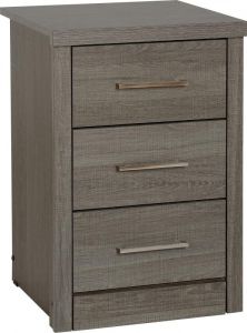 Lisbon 3 Drawer Bedside - Black Wood Grain