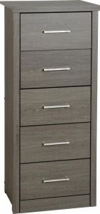Lisbon 5 Drawer Chest - Black Wood Grain
