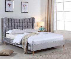 Mahala Crushed Velvet Double Bed 4ft 6in - Silver