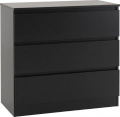 Malvern 3 Drawer Chest - Black