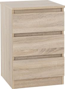 Malvern 3 Drawer Bedside - Sonoma Oak