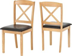 Mason Leather Chair - Oak Varnish / Brown (Sold in 2s)