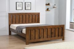 Maxfield Solid Rubberwood Double Bed 4ft 6in - Rustic Oak