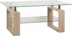 Milan Coffee Table in Sonoma Oak Effect Veneer / Clear Glass