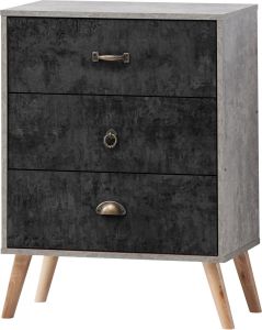 Nordic 3 Drawer Chest - Grey/Charcoal Concrete Effect