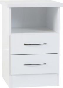 Nevada 2 Drawer Bedside - White Gloss