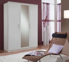 Osaka Mirrored 3 Door Wardrobe 135cm - White