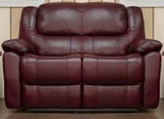 Parker Leather 2 Seater Fixed Sofa - Wine