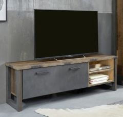 Prime Old Wood 2 Door 1 Shelf TV Cabinet - Grey