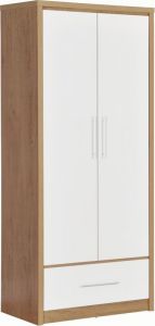 Seville 2 Door 1 Drawer Wardrobe - White High Gloss