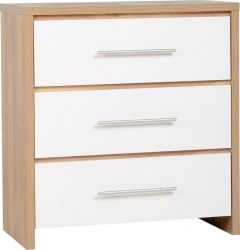 Seville 3 Drawer Chest - White High Gloss