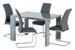 Soho Glass Dining Set with 4 Grey Chair Chairs - Grey