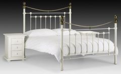 Victoria Bed Stone with Real Brass 150cm - White