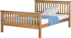 Monaco King Size Bed Antique Pine 5ft - High Foot End