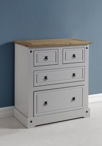 Corona 2+2 Drawer Chest in Grey/Distressed Waxed
