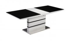 Aldridge High Gloss Dining Table White with Black Glass Top