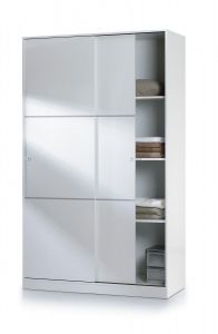 Arctic Sliding Wardrobe 4 Foot with Shelves High Gloss White Sliderobes