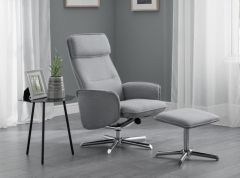 Aria Recliner & Stool - Grey Linen