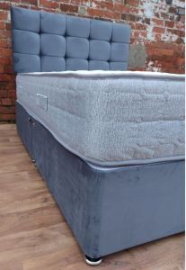 Ballygalley Fabric Kingsize DIVAN BASE 5FT with 2 drawers RHF - Plush Charcoal