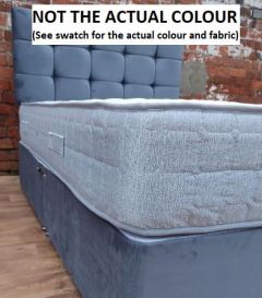 Ballygalley Fabric Double DIVAN BASE 4ft 6in - Plush Light Silver