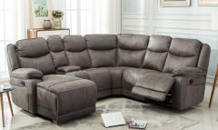Brody Fabric Corner Suite with Console - Light Grey STORM