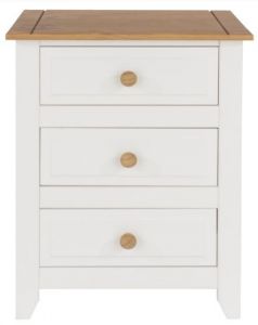 Capri 3 Drawer Bedside Cabinet - White/Pine