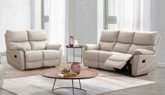 Carson Leather Recliner Suite 3+2 - Light Grey