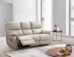 Carson Leather Recliner 3 Seater Sofa - Light Grey