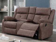 Casey Fabric 2 Seater Sofa with Console - Chestnut