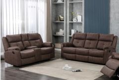 Casey Fabric Suite 3+2 with console - Chestnut