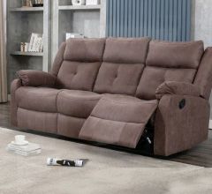 Casey Fabric 3 Seater Sofa with Dropdown Tray - Chestnut