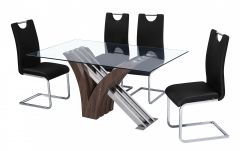 Caspian Glass Dining Table Walnut Colour