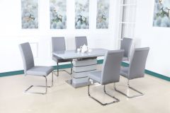 Chantelle Extending Dining Table with 6 Chairs - Grey