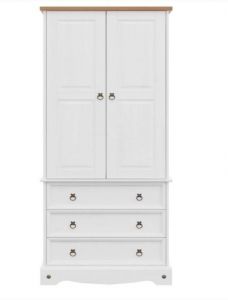Corona 2 Door 3 Drawer Wardrobe - White