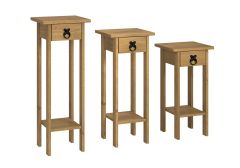 Corona Plant Stands (Set of 3) - Distressed Solid Waxed Light Pine