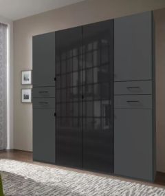 Danforth Wardrobe 180cm - Graphite / Glass Black