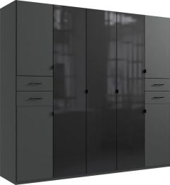 Danforth Wardrobe 225cm - Graphite / Glass Black